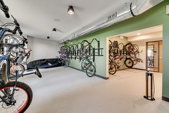 a room filled with lots of bikes